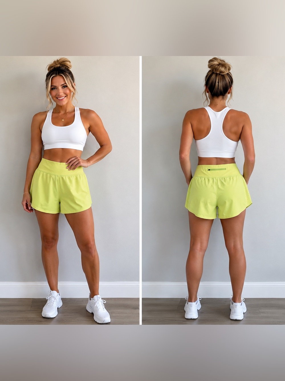 Women’s Athletic Running Shorts XL – Lime Green High Rise Performance Shorts - Picture 1 of 7